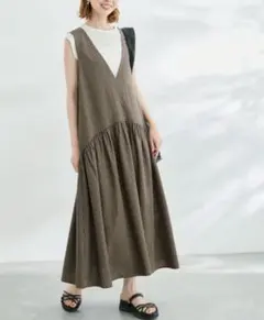 ROPÉ PICNIC ロペピクニック Vネックジャンパースカート ブラウン