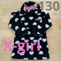 x-girl エックスガール　ハート柄フード付きワンピース　黒　130