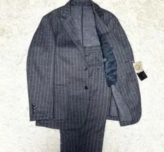 金のパジャマスーツ　プレミアムウールセットアップ 紺ストライプBM　 未使用品