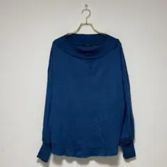 【カスタネ】ダークブルー 長袖 カットソー トップス オフショルダー風