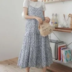 花柄キャミワンピース ロング丈
