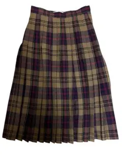 【送料込✨】タータンチェック　プリーツスカート　古着ヴィンテージ　紫　裏地付