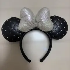 即購入可 ディズニー カチューシャ 黒 キルティング スパンコールリボン ミニー