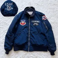 美品/希少✨AVIREX フライトジャケット　MA-1 70周年　ワッペン　XL 希少 アビレックス MA-1 フライトジャケット ワッペン カーキ