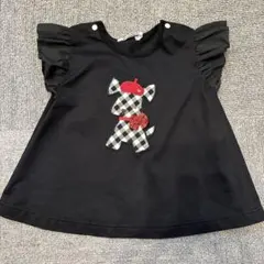 familiar ファミリア テリア　犬　アップリケ Tシャツ 黒　90cmのサムネイル