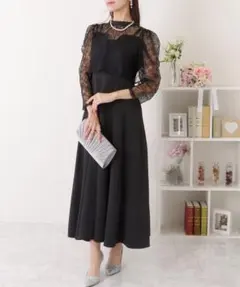 美品 大きいサイズ 結婚式・パーティードレス チュールレース 4L 花柄
