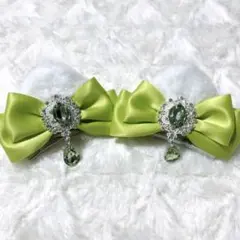♡ 猫耳 ヘアクリップ 髪飾り 黄緑 ♡