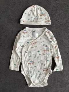 H&M ロンパース 6M-9M動物プリント 帽子付き