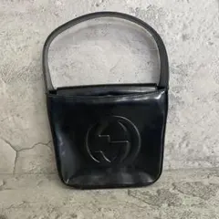GUCCI GG Logo Stitch Black Shoulder Bag