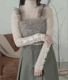 【未使用品】 Ambre Neige ドロスト チュールビスチェ グレー