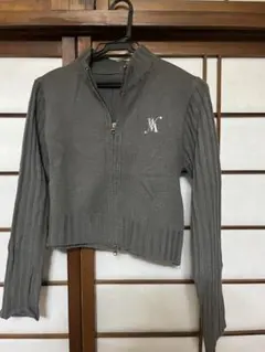 トップス 長袖 グレー ダブルジップ