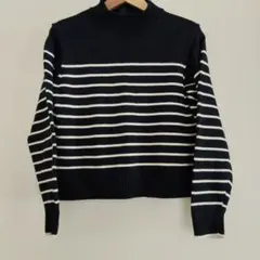 良品✨️ユニクロ 長袖 コットンセーター レディースS 白紺ボーダー