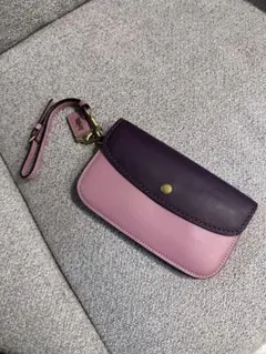 COACH バイカラー レザーポーチ リストレット付