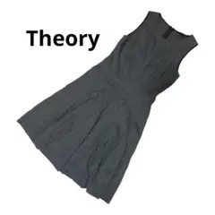 Theory セオリー　フレア　ノースリーブワンピース　ブラウン　2 麻混のサムネイル