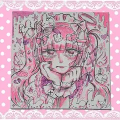 手描きイラスト キャンバスアート デコ ピンク 女の子 - メルカリ