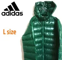 adidas アディダス 緑色 ビッグサイズ ダウンジャケット フーディー