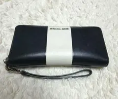 MICHAEL KORS 長財布　ラウンドファスナー　ネイビー　ホワイト