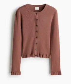 H&M リブニットカーディガン XL ダスティピンク