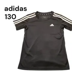 ​【adidas】アディダス キッズ Tシャツ130黒 3本ライン半袖【100】