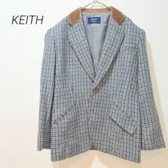 キース KEITH テーラードジャケット 千鳥格子 ツイード ウール ベロア