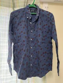 BEAMS HEART 花柄 長袖シャツ Mサイズ ネイビー