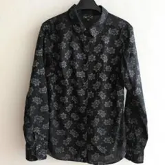 agnès b. 花柄 長袖シャツ ブラウス 36 黒