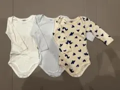 プチバトー　長袖ボディスーツ　3枚セット