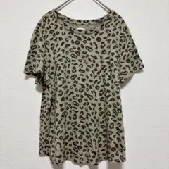 オールドネイビー レオパード Tシャツ 丸首 半袖 M 灰 茶 綿 カジュアルのサムネイル