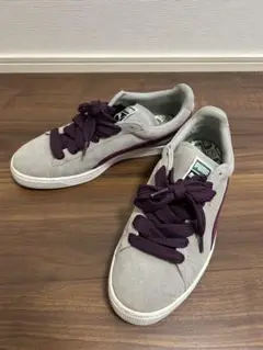 PUMA スエードスニーカー グレー/パープル 9.5 UK 28.5センチ