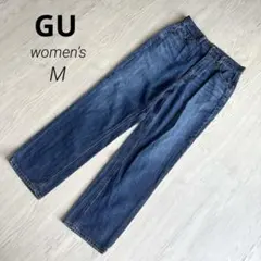 【ジーユー】GU ハイウエスト ストレートデニム ジーンズ ブルー 美脚 Mのサムネイル