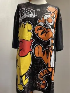 くまのプーさん ティガー Tシャツ ブラック 黒 ゆったり ディズニー XL