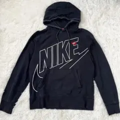 【人気】NIKE スウェットパーカー 黒 ビッグロゴ フェード M メンズ