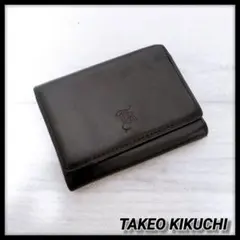 TAKEO KIKUCHI タケオキクチ 財布　コンパクト ブラック　レザーのサムネイル