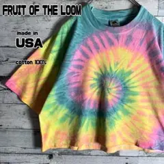 【USA製】90s　フルーツオブザルーム　シングルステッチ タイダイ Tシャツ