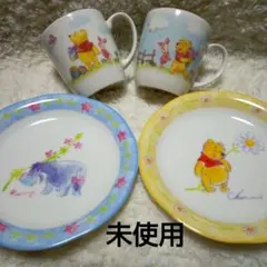日本製、未使用くまのプーさんマグカップとケーキ皿/ディズニー/sango三郷陶器