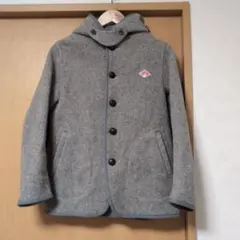 DANTON グレー フード付きウールコート 36