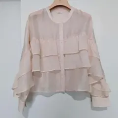 テチチ　シアーフリルティアードブラウス　ピンク
