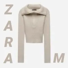 ZARA ベージュ クロップドニットセーター