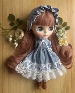 ネオブライスサイズ　ワンピース、ペチコート、ヘッドドレスセット　ブルーのサムネイル