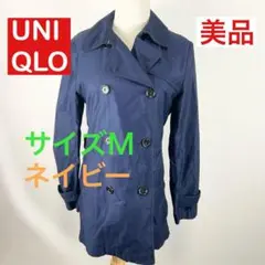 c412 美品 UNIQLO ネイビー トレンチコート M ミドル丈