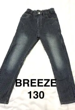 BREEZE ウエストゴム デニム　ストライプ130 ボトムス 長ズボン
