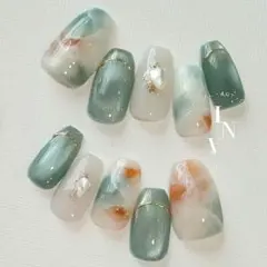 ♥トレンド 綺麗め うる艶 淡色 天然石 マグネット ニュアンスネイルチップ