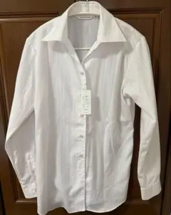 【新品】 レディース 15号 ブラウス 白 ピンク ストライプ 長袖