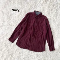 Navy ネイビー ボタンダウンシャツ 長袖 L ワインレッド 秋冬 カジュアル