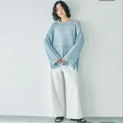 LEPSIM☆ニットチュニック☆ブルー☆フリーサイズ