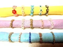 ビーズ花モチーフ指輪セット