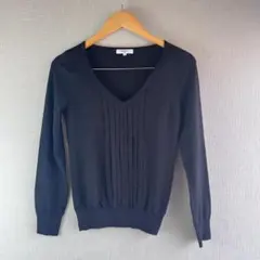 NATURAL BEAUTY BASIC ニット M 黒 ウール100 Vネック