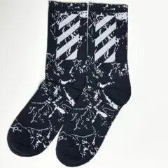 Off-White クルーソックス フリー ブラックxホワイト ダイアゴナル