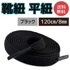 ラスト ブラック 黒 靴紐 120cm 平紐 靴ひも シューレース 無地 １