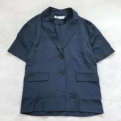 ザラ 半袖シャツジャケット シンプル カジュアル トップス 薄手 ゆったり 無地